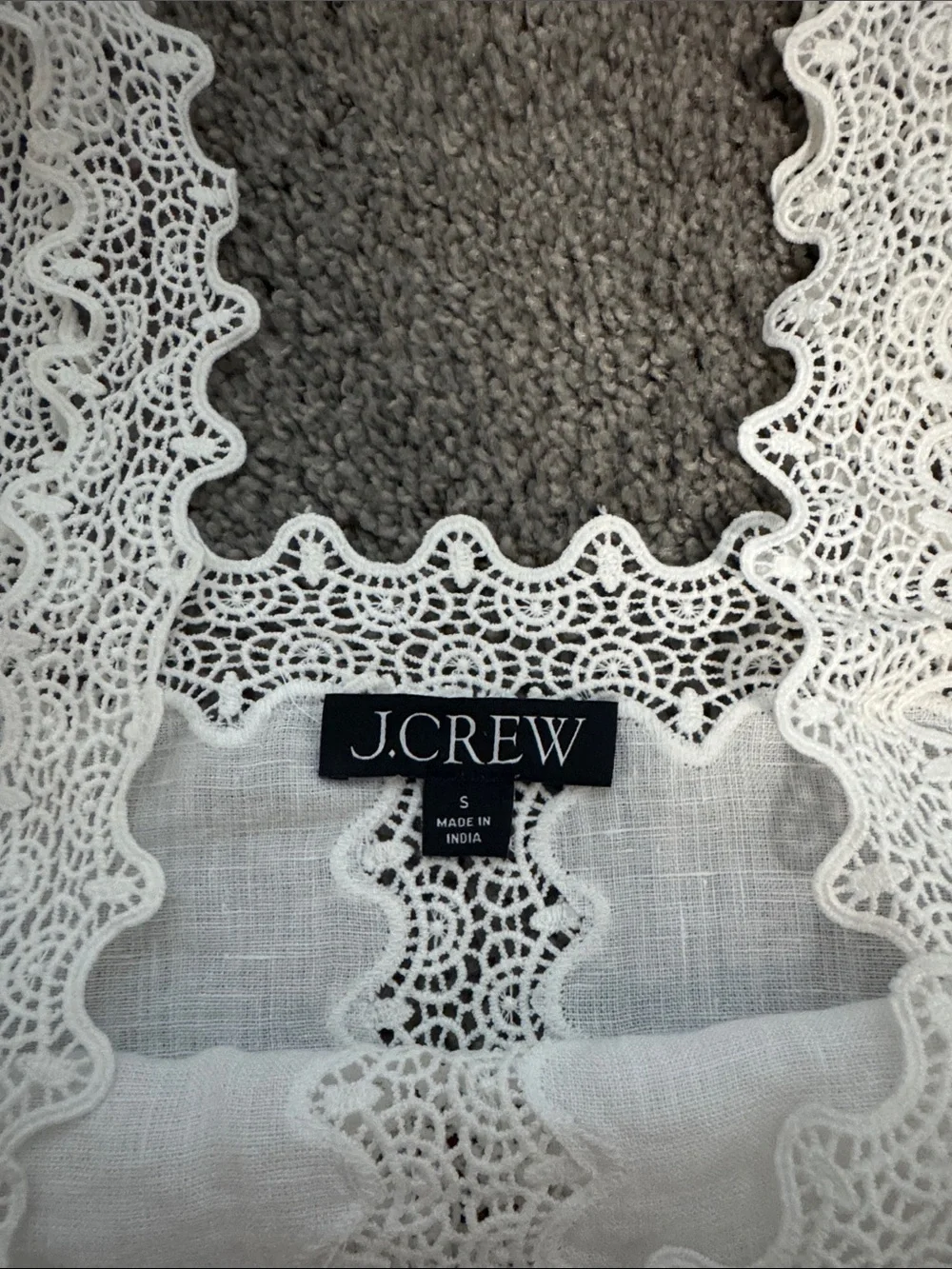 J. Crew White Lace-Trim Cropped Camisole - 100% linen